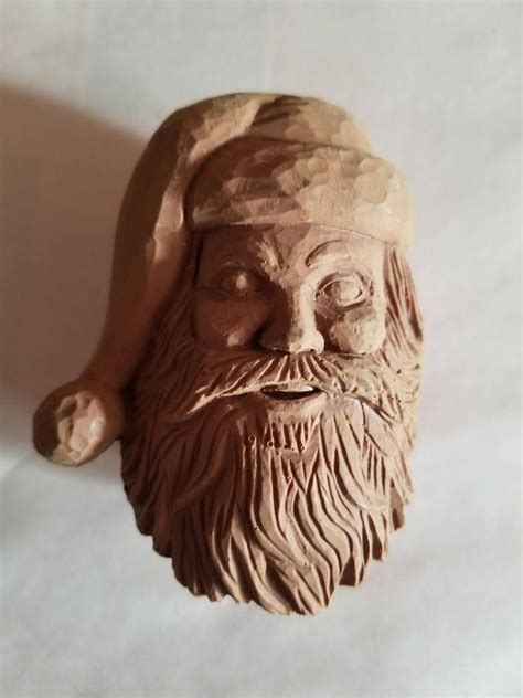 Small Unfinished Pecan Resin Santa Head Will Not Sit On Etsy Santa