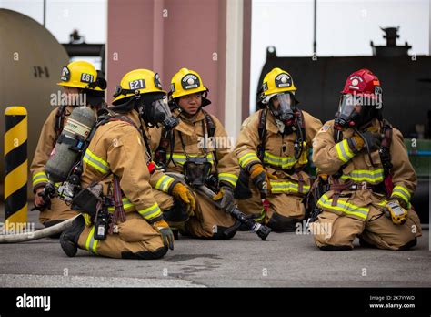 Firefighters With Marine Corps Installations Pacific Fire And Emergency