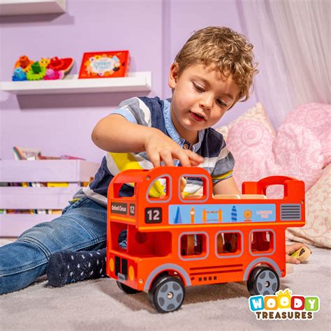 Buy Woody Treasures Wooden Toys London Bus Toy - Double Decker Red Bus