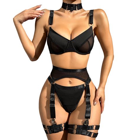 Xzhgs Black Lingerie Lace Women Cute Lingerie Set Lace Strappy Camis