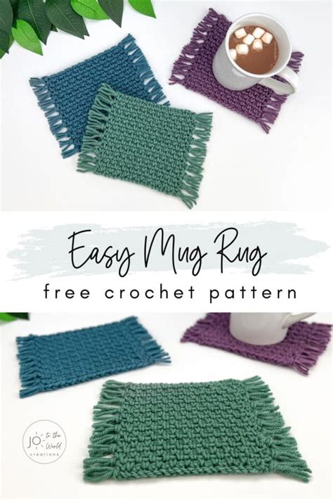 Easy Crochet Mug Rug Pattern Free Jo To The World Creations Mug Rug