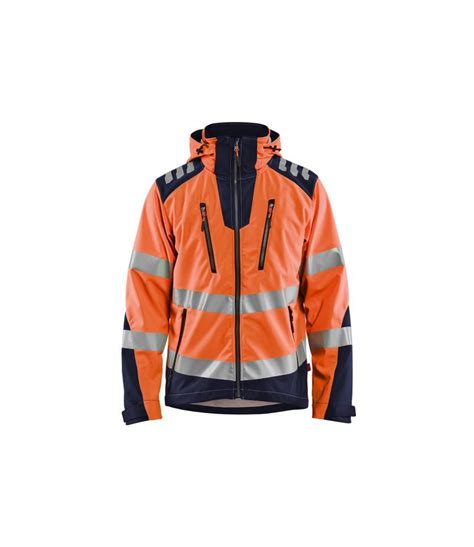 Veste Softshell Haute Visibilit Orange Fluo Marine Blaklader