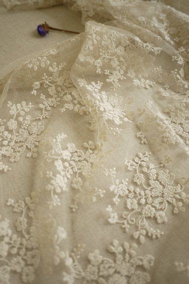 White Beige Wedding Fabric French Embroidered Lace Bridal Lace Fabric