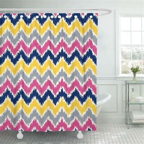 Cynlon Chevron Ikat Stripes Blue Modern Slate Bathroom Decor Bath