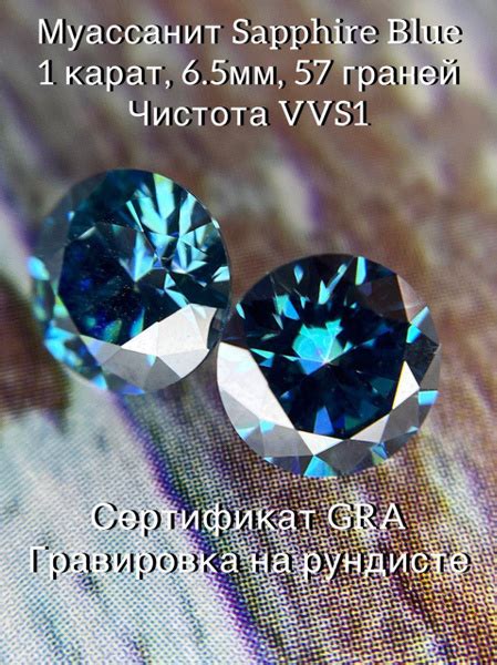 Муассанит Saphire blue/ 6,5мм 1 карата / 57 граней - купить с доставкой ...