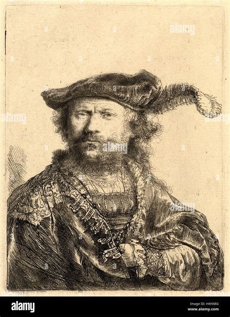 Rembrandt Van Rijn Self Portrait In A Velvet Cap With Plume Dutch