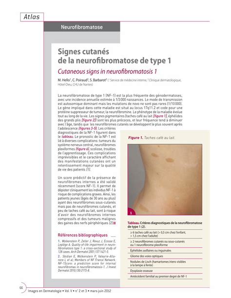 PDF Signes cutanés de la neurofibromatose de type 1 Atlas Images en