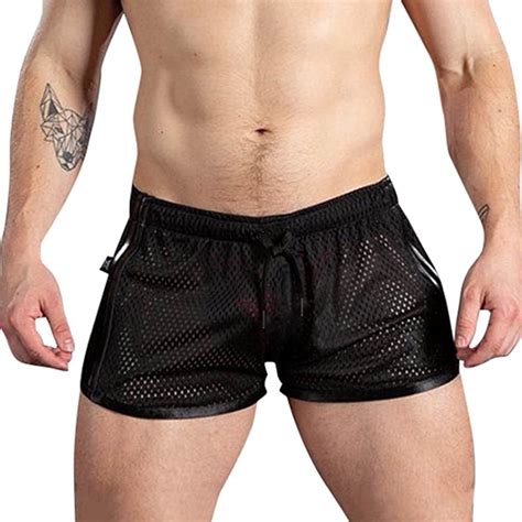 Mens Mesh Gay Shorts Hot See Through Lightweight Inch Summer Booty