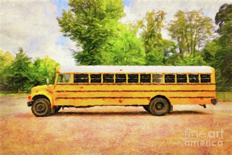 American Yellow School Bus Digital Art Photograph by Taina Sohlman ...