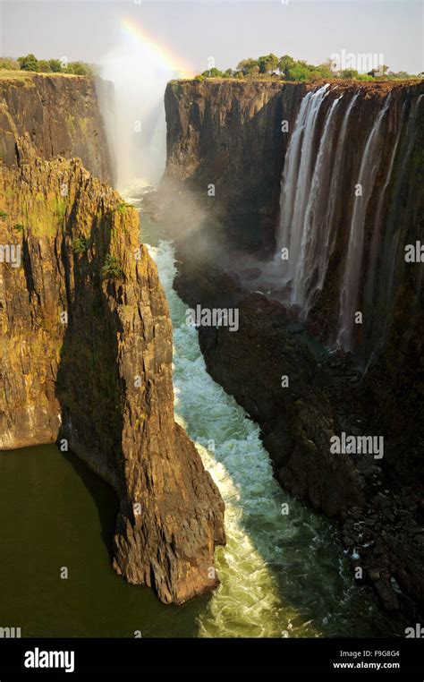 Victoria Falls during dry season (September) from the Zambian side ...