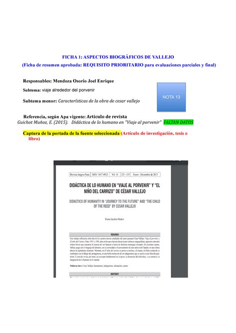 Ficha Corregido Ficha Aspectos Biogr Ficos De Vallejo Ficha De
