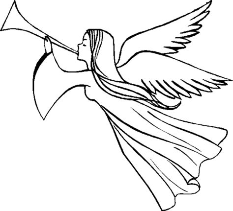 Angel With Trumpet Sketch Coloring Page Angel Coloring Pages Angel