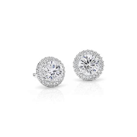 Blue Nile Signature Rollover Halo Diamond Stud Earrings in Platinum (2 ct. tw.) | Blue Nile