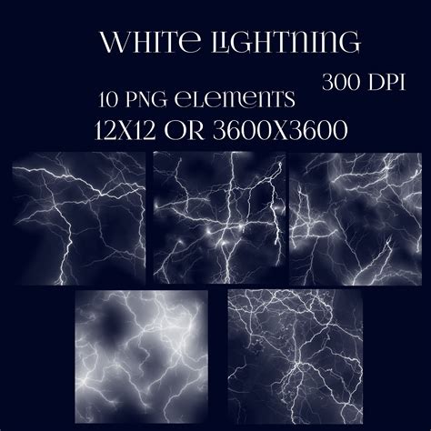 Storm Lightning Clipart, Storm Weather ,instant Download, White PNG ...