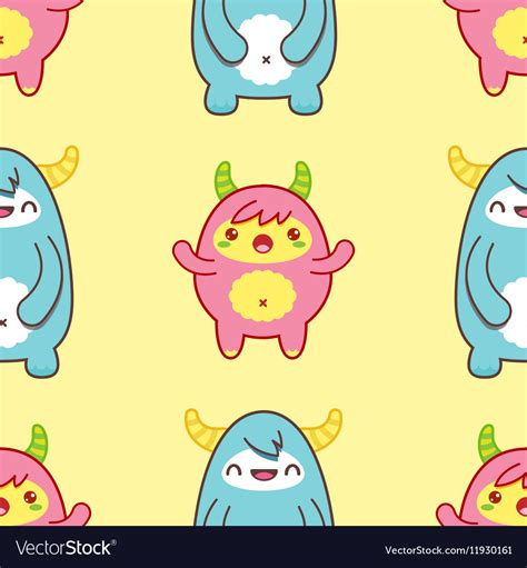 Seamless pattern with cute yeti Royalty Free Vector Image