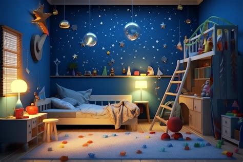 Premium Ai Image Modern Child Bedroom Interior Design In House With