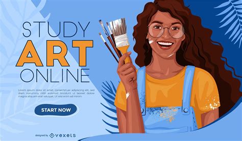 Online Art Study Web Slider Design Vector Download