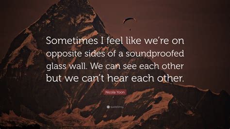 Nicola Yoon Quote “sometimes I Feel Like Were On Opposite Sides Of A