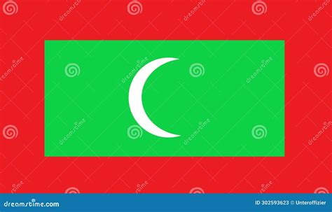 The Flag of Maldives White Crescent Moon within a Green Rectangle ...