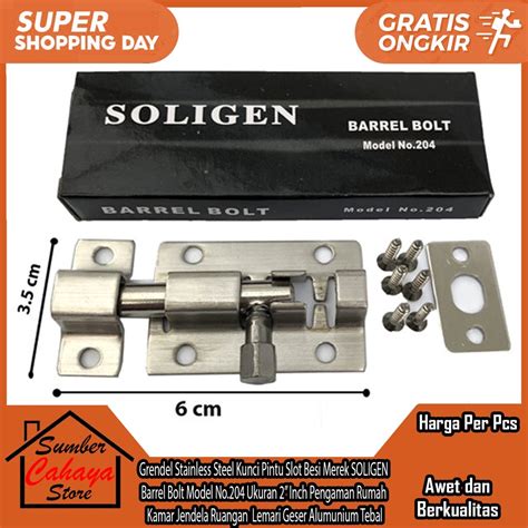 Jual Kunci Pintu Slot Besi Sekrup Merek Merk Soligen Barrel Bolt Ukuran