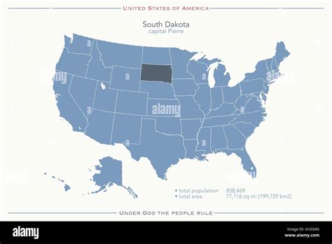 United States Of America Isolated Map And South Dakota State Territory