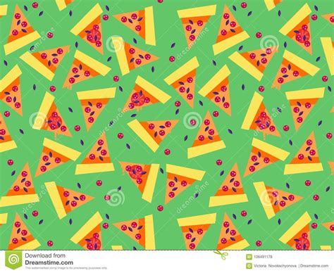 Pizza Slices Pattern on Green Background Stock Vector - Illustration of yummy, food: 106491178