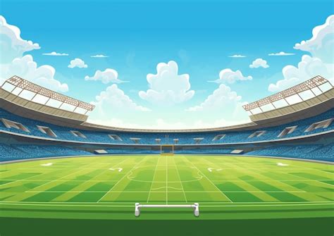 Premium Photo | A cartoon illustration of a soccer field with a goal in ...