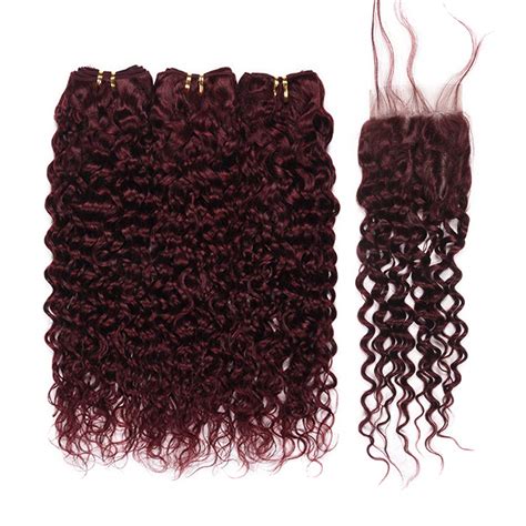 Amazon XCCOCO 99j Burgundy Water Wave Human Hair 3 Bundles With