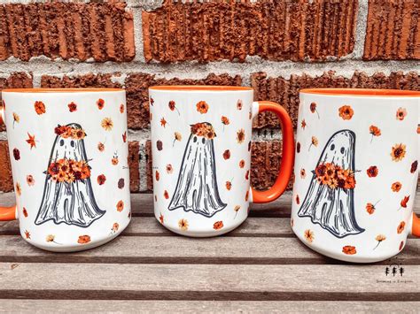 Cottagecore Floral Ghostie Coffee Mug Spooky Mug Ghost Etsy