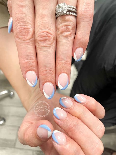 Blue And White French Tip Nails In 2022 Nail Tips Blue Nails Blue