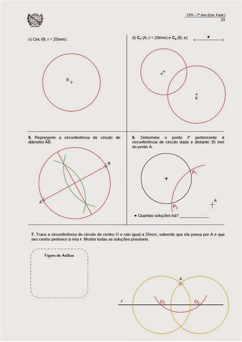 Exercícios De Circunferência 7 Ano Com Gabarito