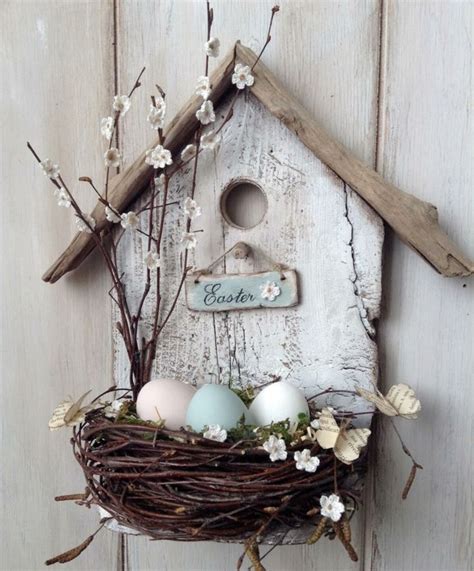 frühlingsdeko basteln mit naturmaterialien holz vogelhaus vogelnest