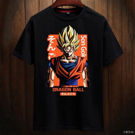 Dragon Ball Super เสื้อยืดแขนสั้นผู้ชาย Dark Goku Vegeta Saiyan Anime