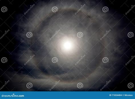 Moon Halo in Nighttime, Natural Phenomenon. Stock Photo - Image of circle, beautiful: 71834404