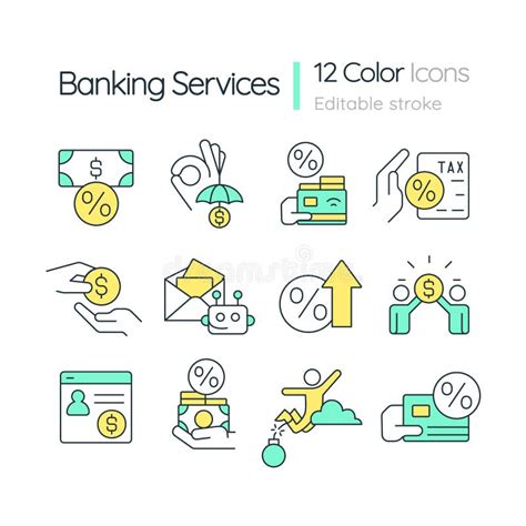 Servicios Bancarios Conjunto De Iconos De Color Rgb Stock De