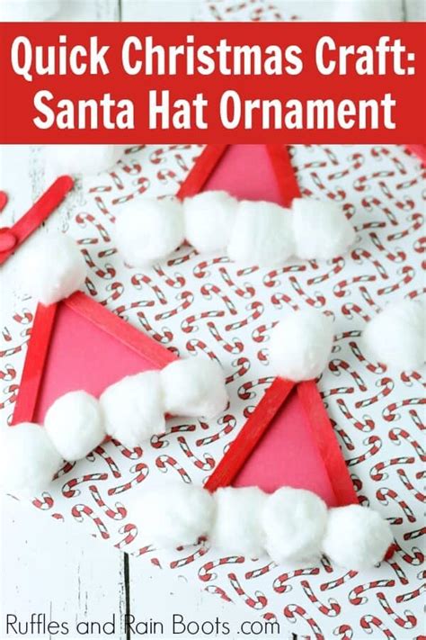 Santa Hat Craft Stick Ornament - Christmas Craft for Kids