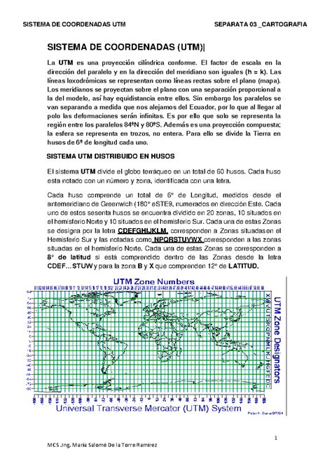 3. Coordenadas UTM - CARTOGRAFÍA - 1 SISTEMA DE COORDENADAS (UTM)| La