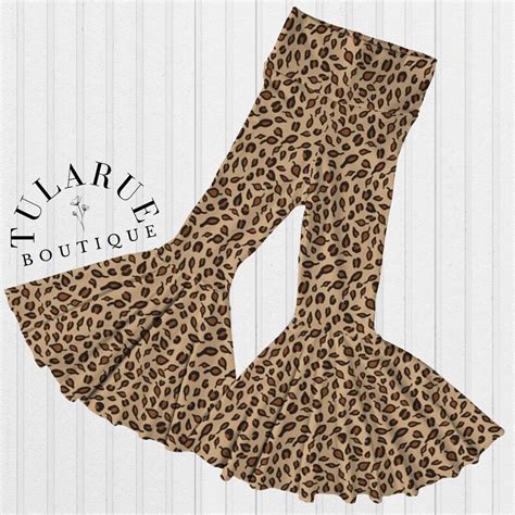 Girls Leopard Print Bell Bottoms Etsy