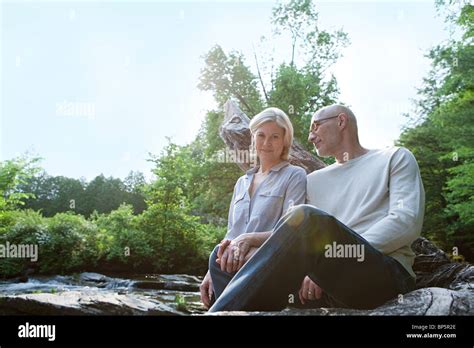 Mature Couple Outdoors In Rural Scene Stock Photo Alamy