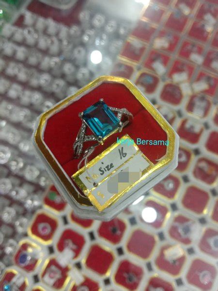 Jual Cincin Wanita Blue Topas Ikat Perak 925 Motif Kotak Di Lapak Kerja