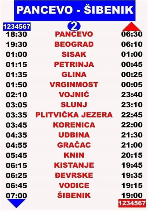 Redovne linije /Red vožnje autobusa - Eurotours DOO