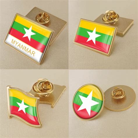 Burma Map Myanmar Flags Badge Burma Myanmar Myanmar Flag Pin