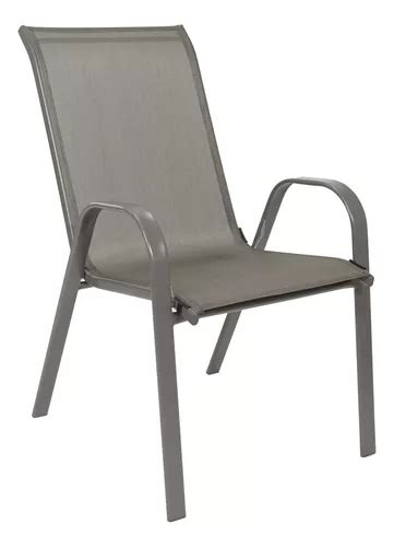 Sillón Silla Acero Pintado Textileno Gris Reforzado Apilable