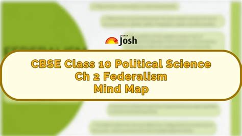 Cbse Federalism Class 10 Mind Map For Chapter 2 Of Social Science Political Science Download Pdf