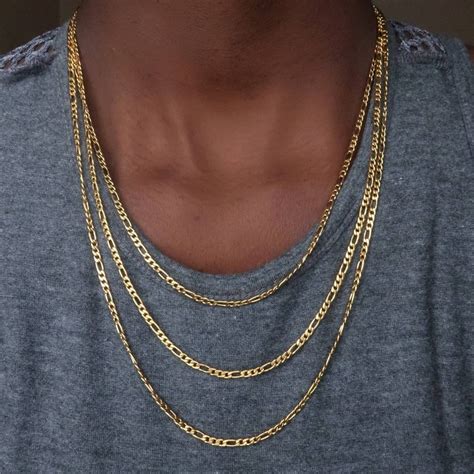 Gold Mens Figaro Chain Italian Style Figaro Necklace 3mm For Etsy Uk