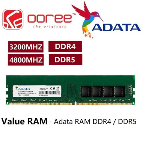 ADATA VALUE DDR4 / DDR5 RAM 3200MHZ / 4800MHZ MEMORY RAM FOR DESKTOP PC ...