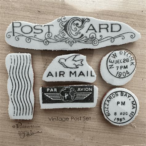 Vintage Post Mark Rubber Stamp Set — PaperPaintings.com