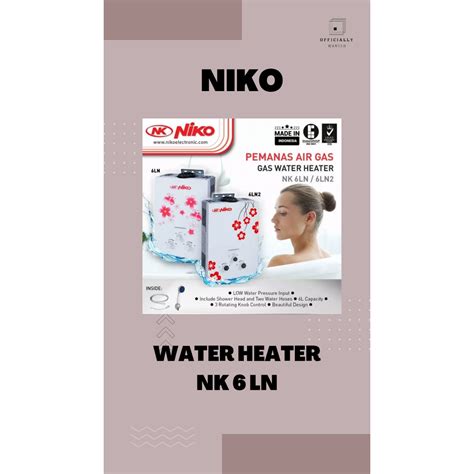 Jual NIKO Water Heater Gas 6 LN LN2 Pemanas Air Kamar Mandi