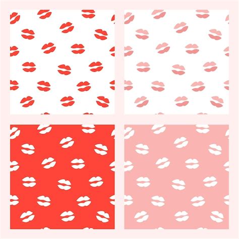 Premium Vector Seamless Pattern With Kisses Lipstick Marks Lips