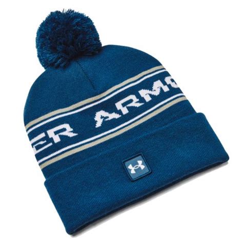 Under Armour Halftime Pom Beanie Blue Headwear At Jamgolf